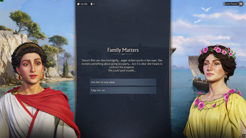 Anno 117 Pax Romana Family Matters &#8211; Should Diana attend the party?
