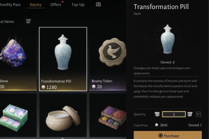 How to Change your Gender / Body Type) | Transformation Pill – Where Winds Meet