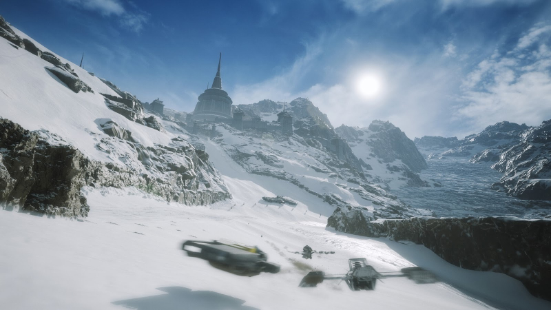 Star Wars Galactic Racer - A speeder race occurs on a snowy mountain