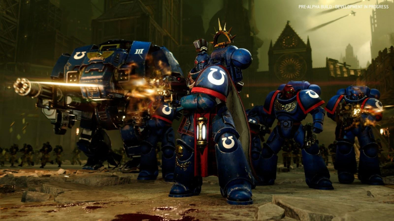 Total War Warhammer 40k - An Ultramarines captain and dreadnought