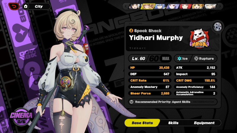 ZZZ - Yidhari's character screen