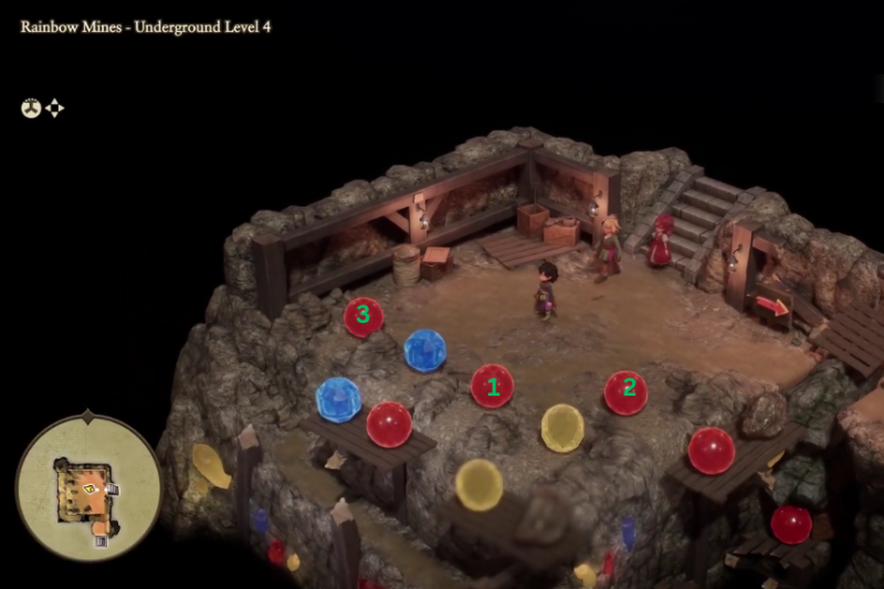 Solve Rainbow Mines Colored Rocks Puzzle – Dragon Quest 7 Reimagined