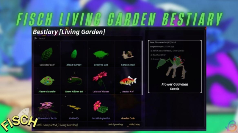 How to Complete Living Garden Bestiary in Fisch